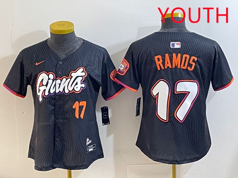 Youth San Francisco Giants #17 Ramos Black Joint Name 2025 Nike MLB Jersey style 6->youth mlb jersey->Youth Jersey
